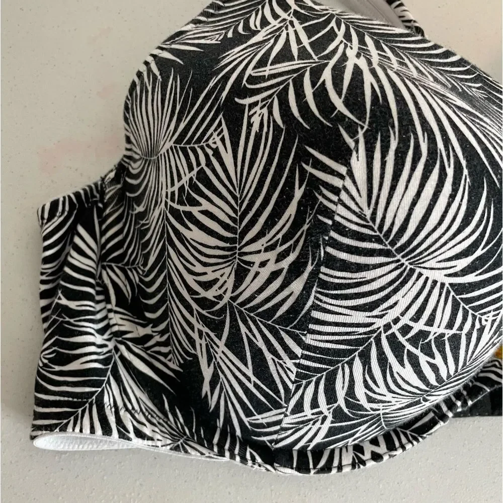 Cacique Boost Plunge Cotton Bra Zebra Palm Print Size 44DD